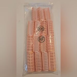 15 Vintage 80s Pink Plastic Hair Rollers Curlers - Snap-on Holders - 3" x 3/4"
